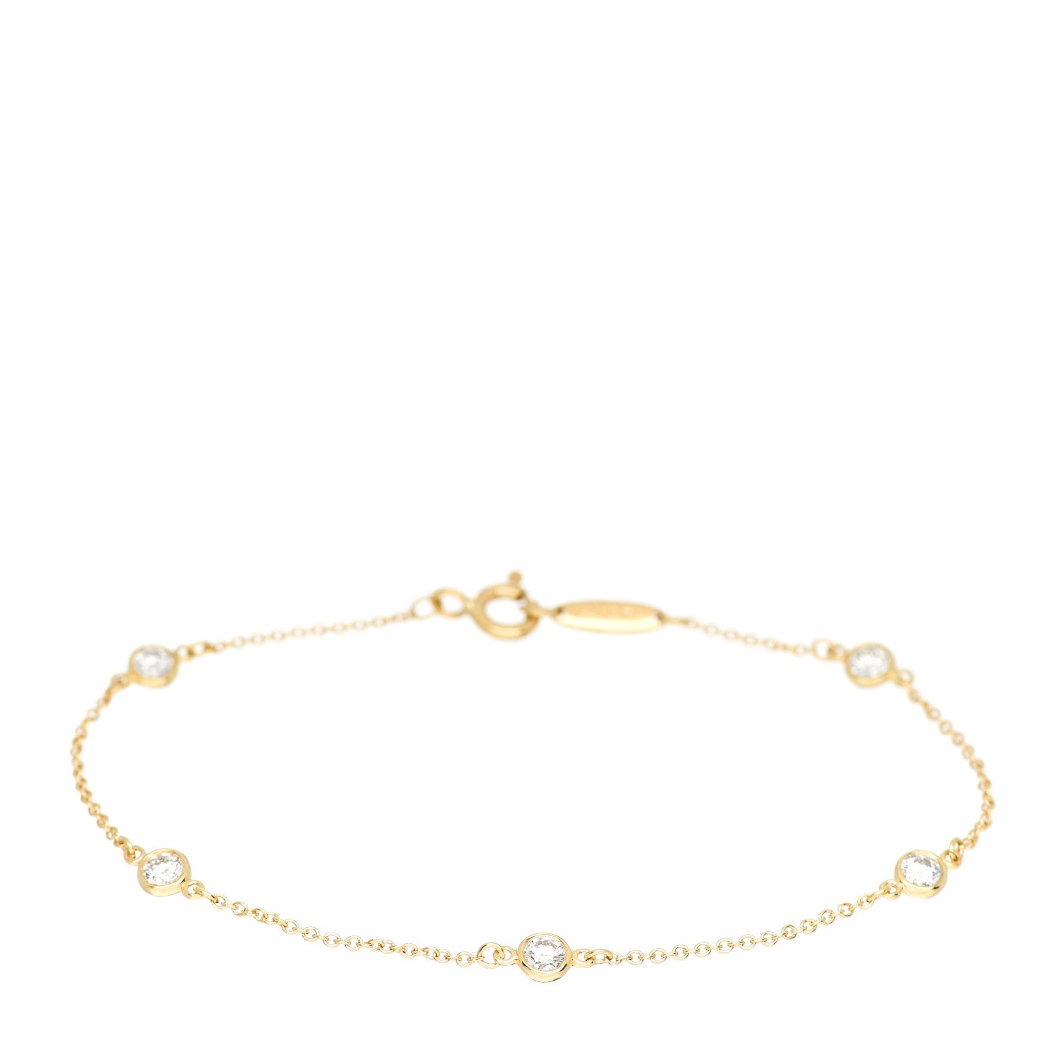 Tiffany 18K Yellow Gold Diamond .40ctw Elsa Peretti Diamonds by the Yard Station Bracelet 1 of 4