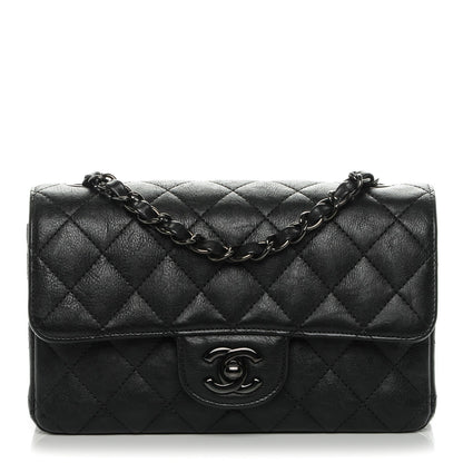 Chanel Crumpled Calfskin Quilted Mini Rectangular Flap So Black 1 of 7