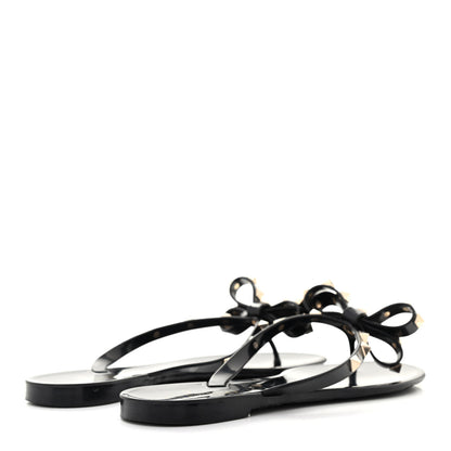 Valentino Garavani PVC Jelly Rockstud Bow Thong Sandals 39 Black 4 of 9