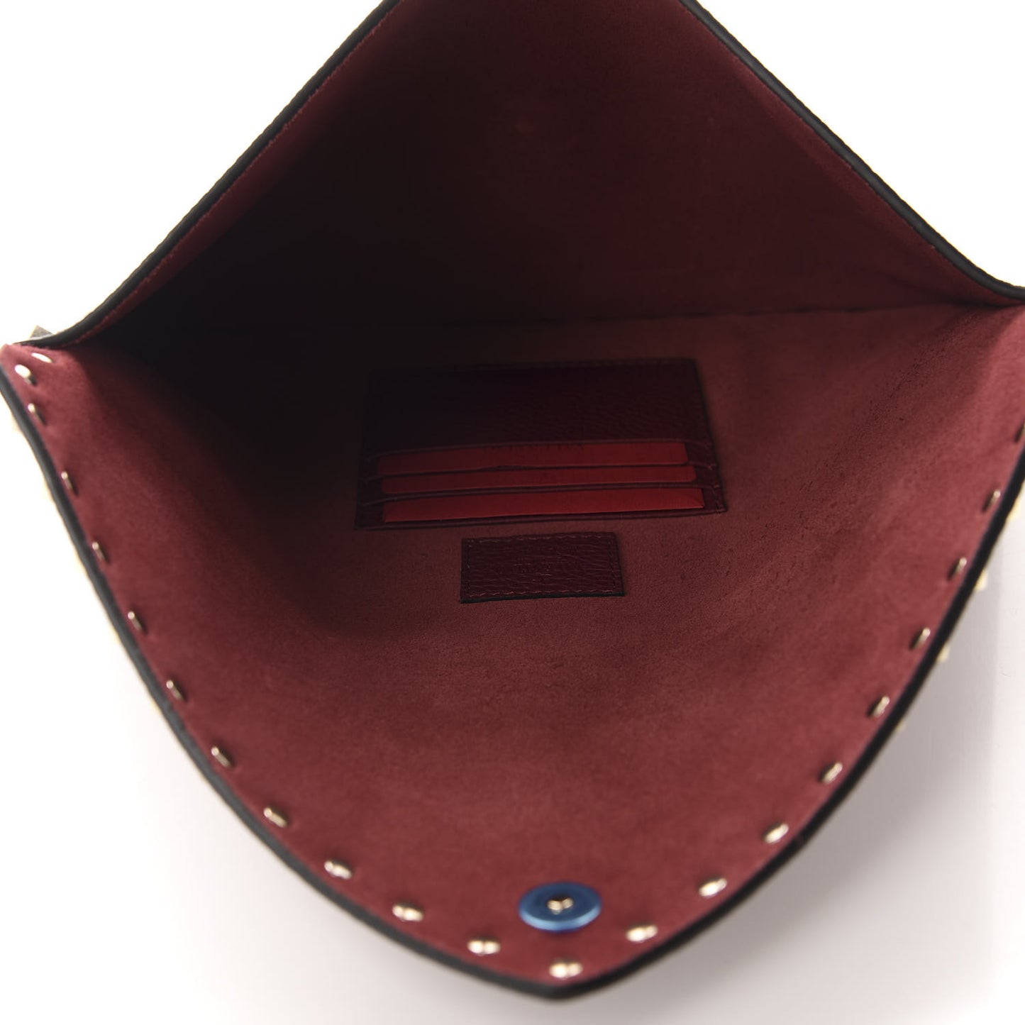 Pebbled Calfskin Large Rockstud Envelope Clutch Rubin