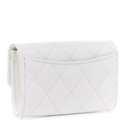 Chanel Caviar Quilted Flap Card Holder Wallet White 3 of 9