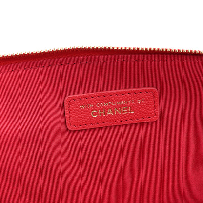Chanel Caviar Chevron Quilted Large Cosmetic Case Red 7 of 11