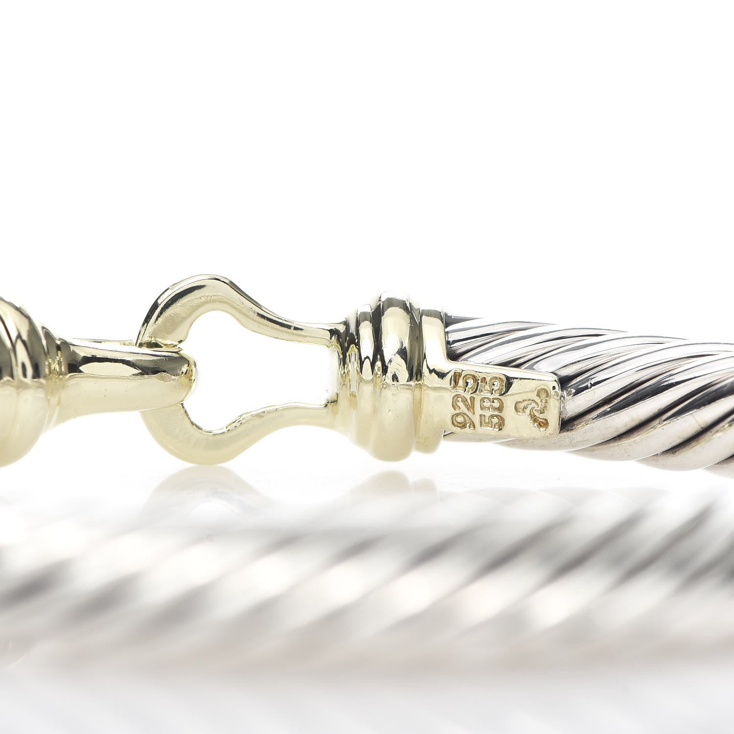 David Yurman Sterling Silver 14K Yellow Gold 7mm Cable Classic Buckle Bracelet 4 of 4