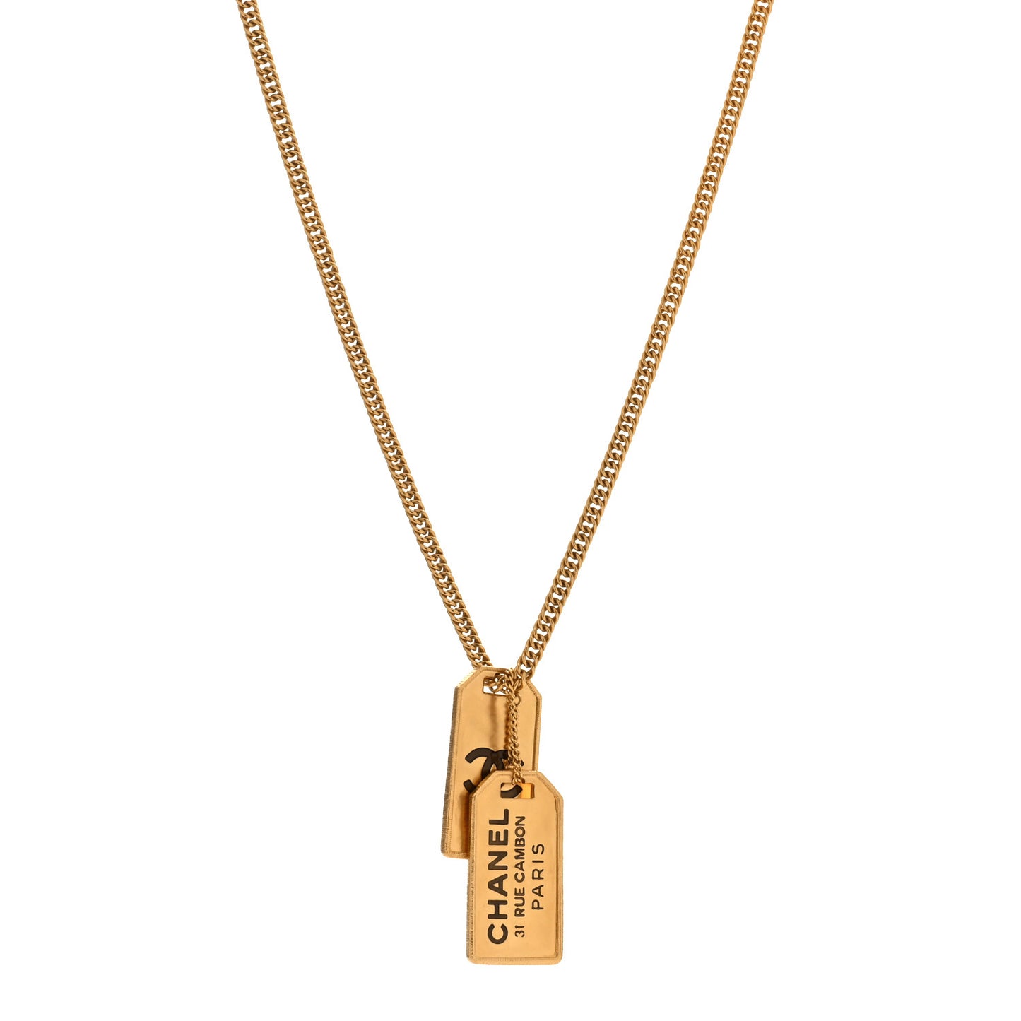 ID Dog Tag Charm Necklace Gold