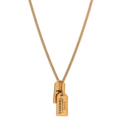 Chanel ID Dog Tag Charm Necklace Gold 1 of 3