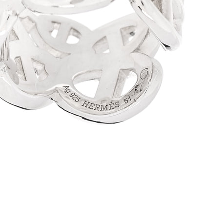 Hermes Sterling Silver GM Chaine d'ncre Enchainee Band Ring 51 5.75 4 of 7