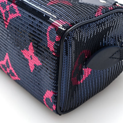 Louis Vuitton Giant Monogram Sequins Speedy Bandouliere 18 Navy Fuchsia 9 of 9