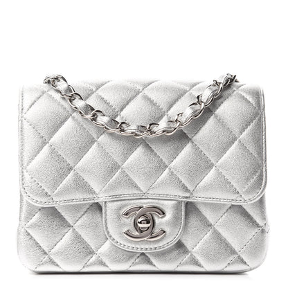 Chanel Metallic Lambskin Quilted Mini Square Flap Silver 1 of 11