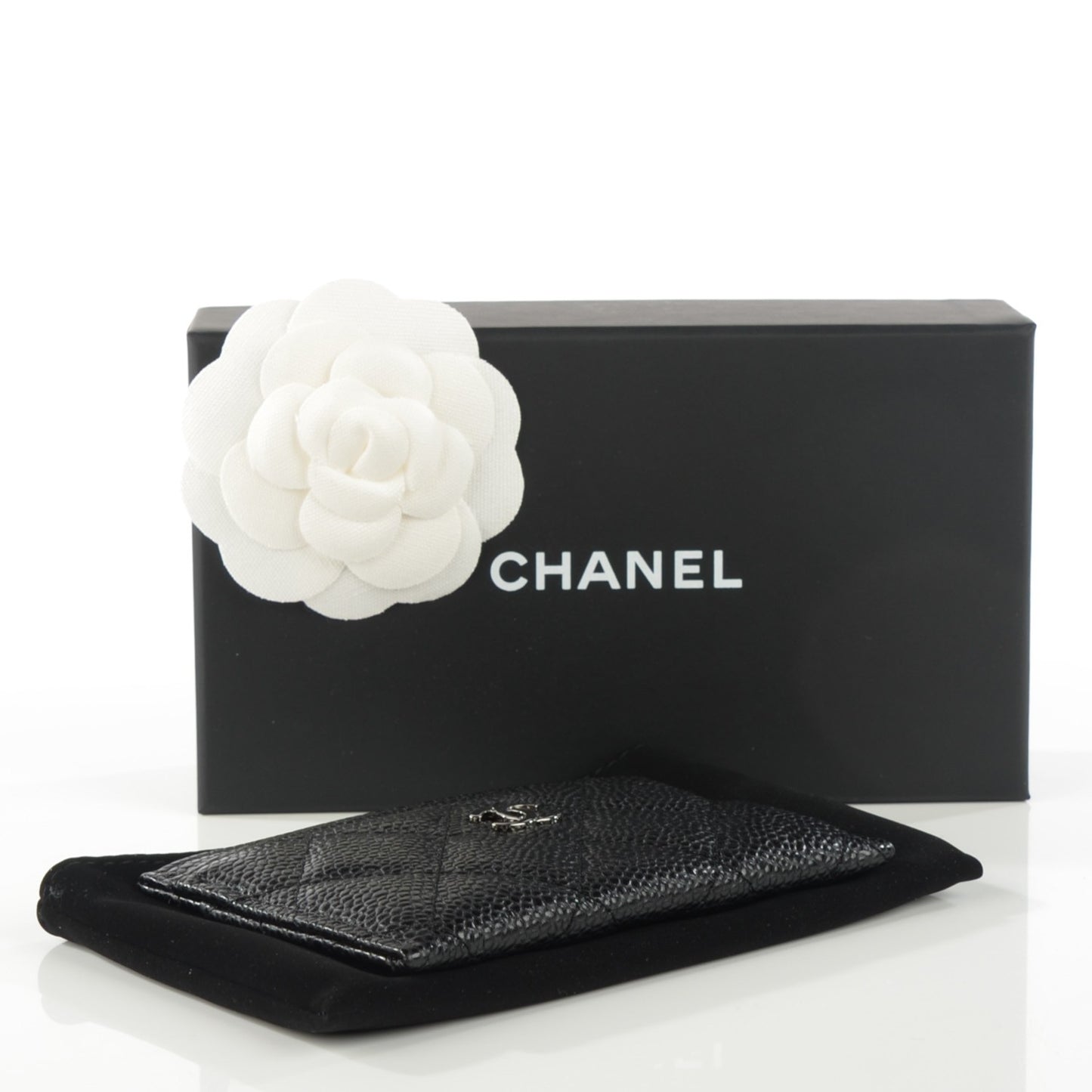 Caviar Quilted Card Holder Black