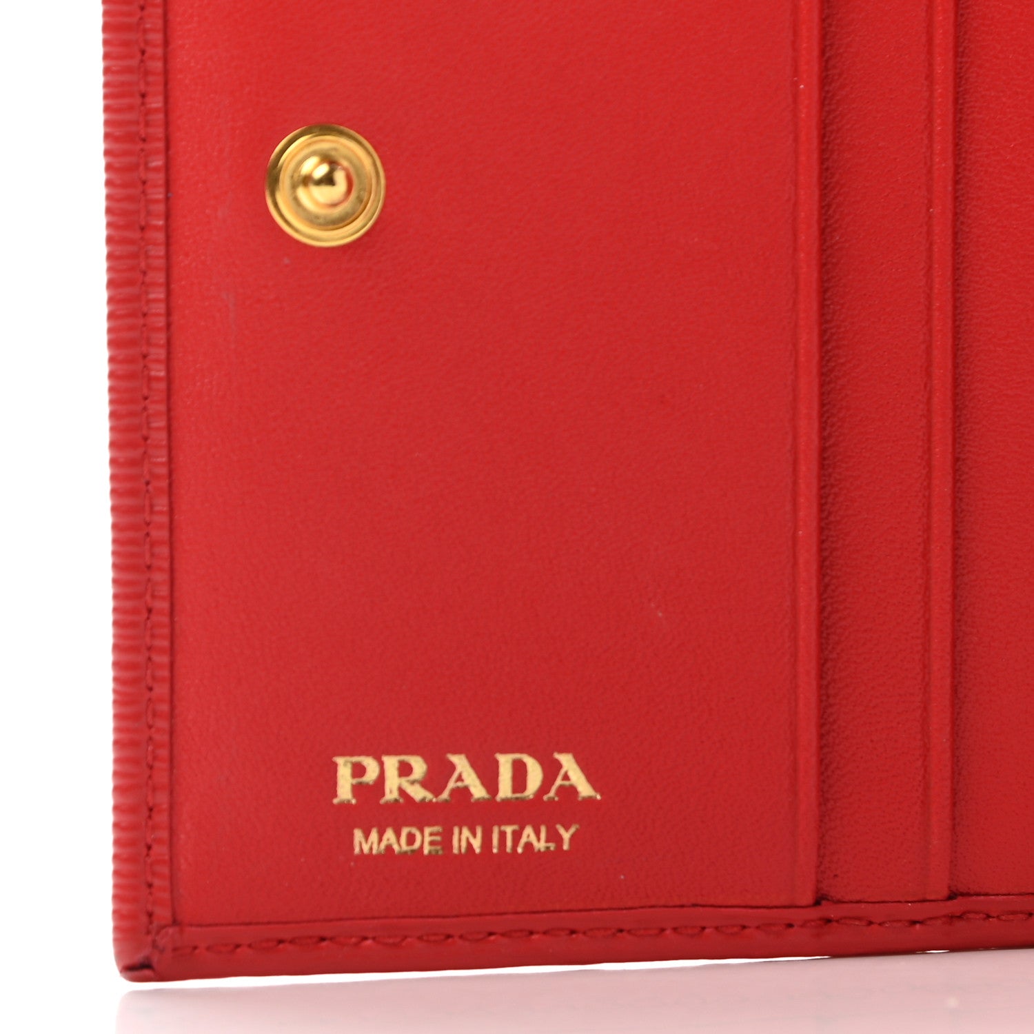 Prada Saffiano Metal Compact Snap Bi-Fold Wallet Fuoco 6 of 8