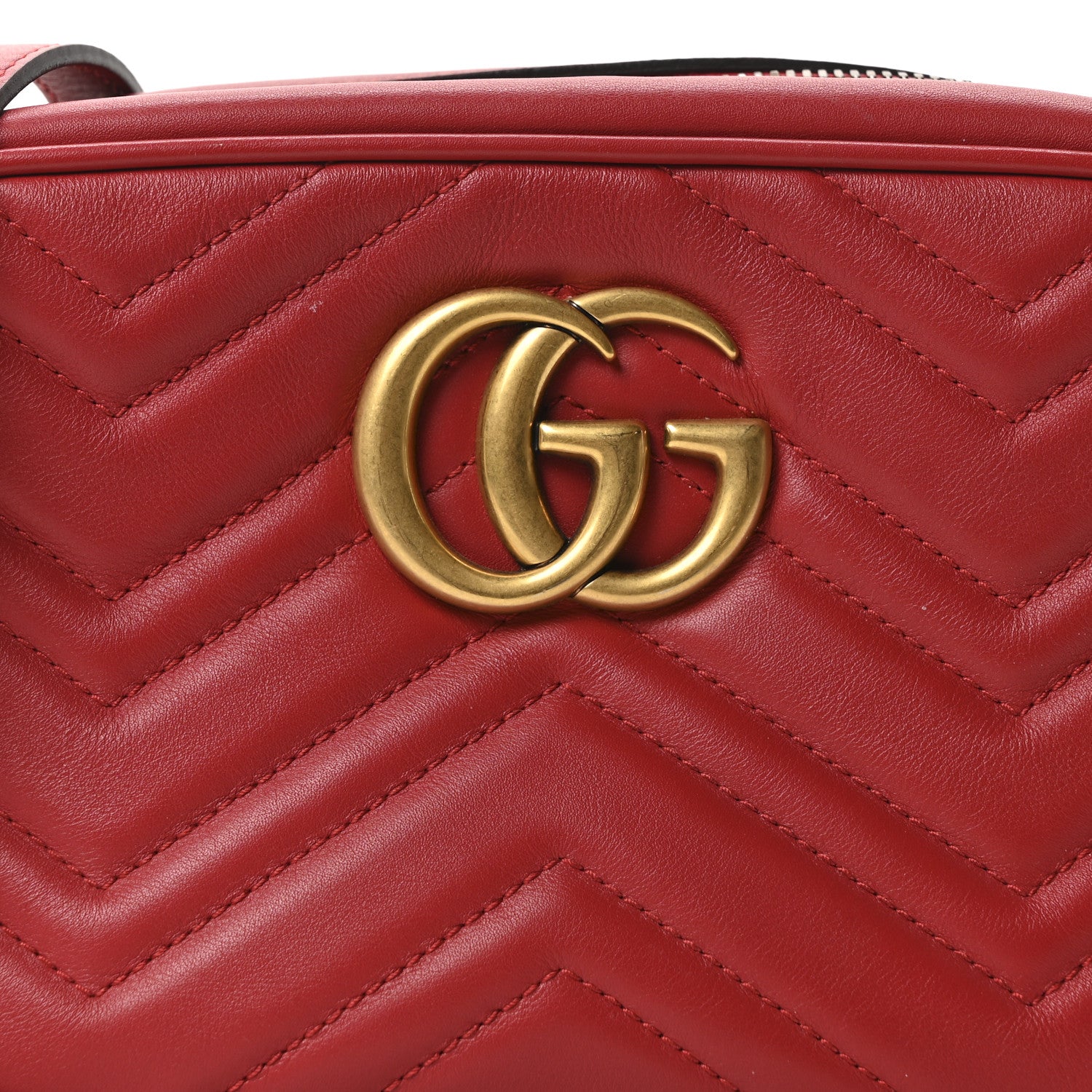 Gucci Calfskin Matelasse Small GG Marmont Chain Shoulder Bag Hibiscus Red 8 of 10