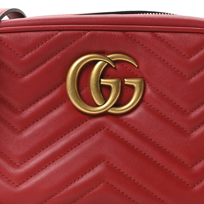 Gucci Calfskin Matelasse Small GG Marmont Chain Shoulder Bag Hibiscus Red 8 of 10