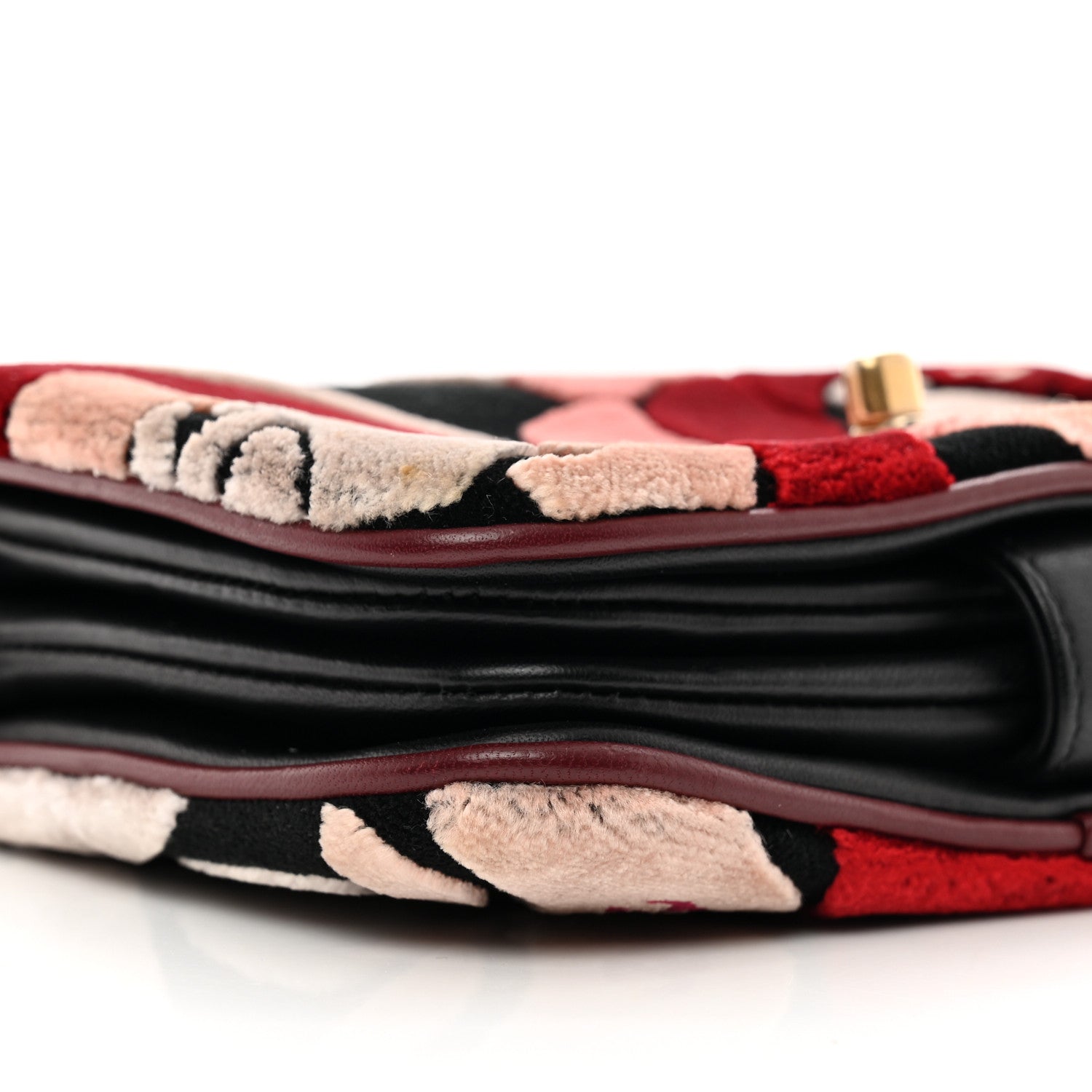 Chanel Velvet Lambskin Mini Camellia Flap Black Burgundy 9 of 12