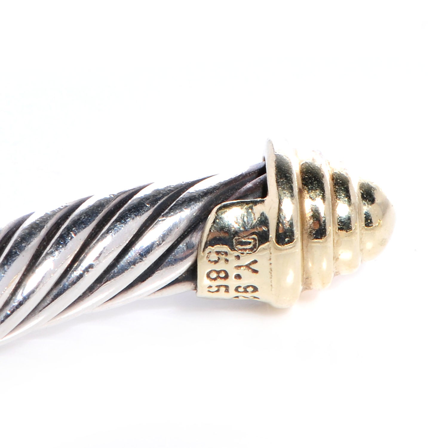 David Yurman Sterling Silver 14K Yellow Gold 5mm Cable Classics Bracelet 5 of 5
