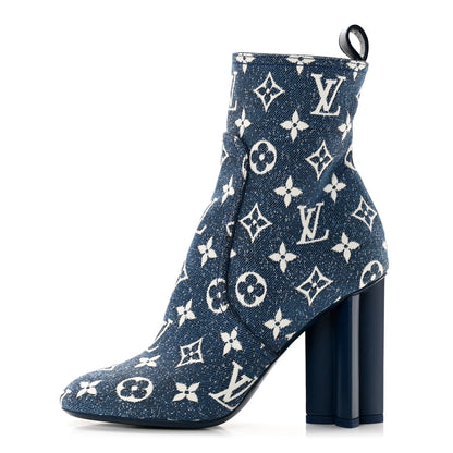 Louis Vuitton Denim Monogram Silhouette Ankle Boots 36 Navy Blue 1 of 10