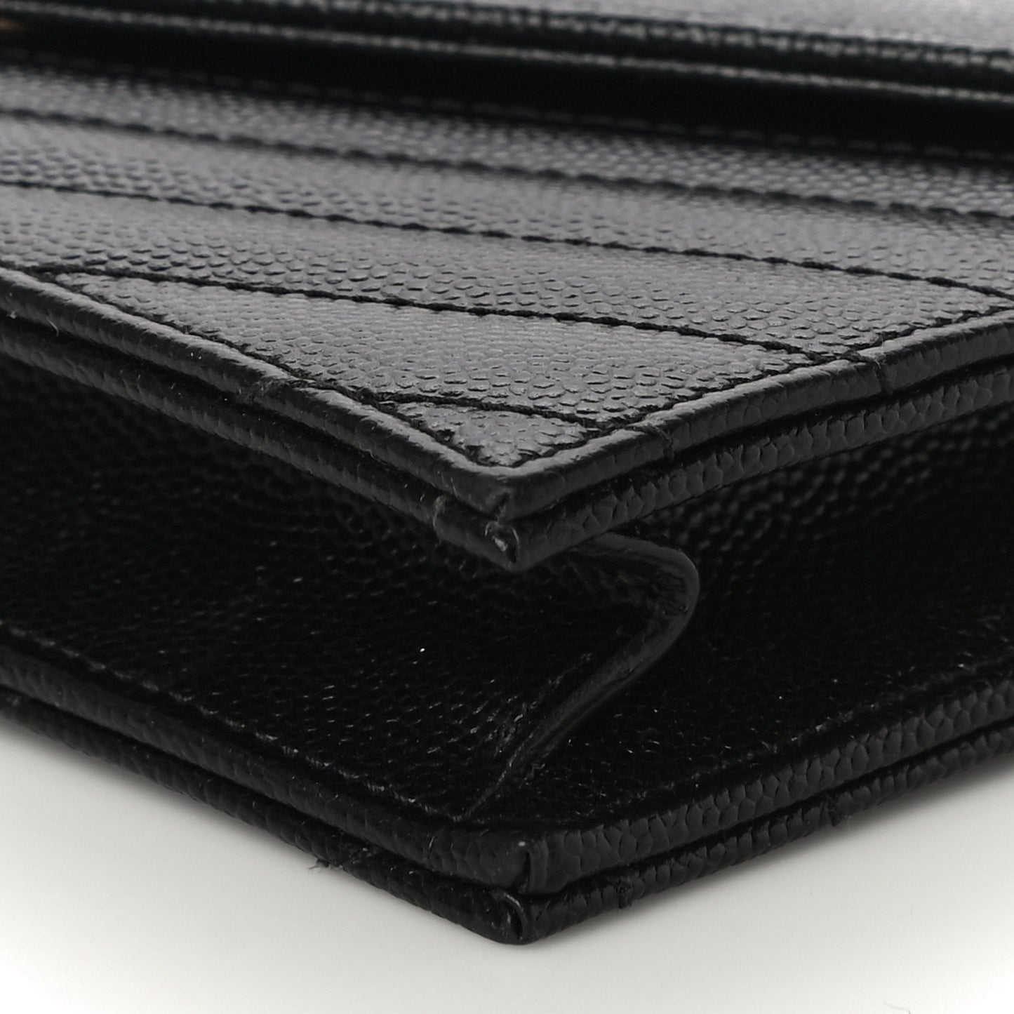 Grain De Poudre Matelasse Chevron Monogram Envelope Chain Wallet Black