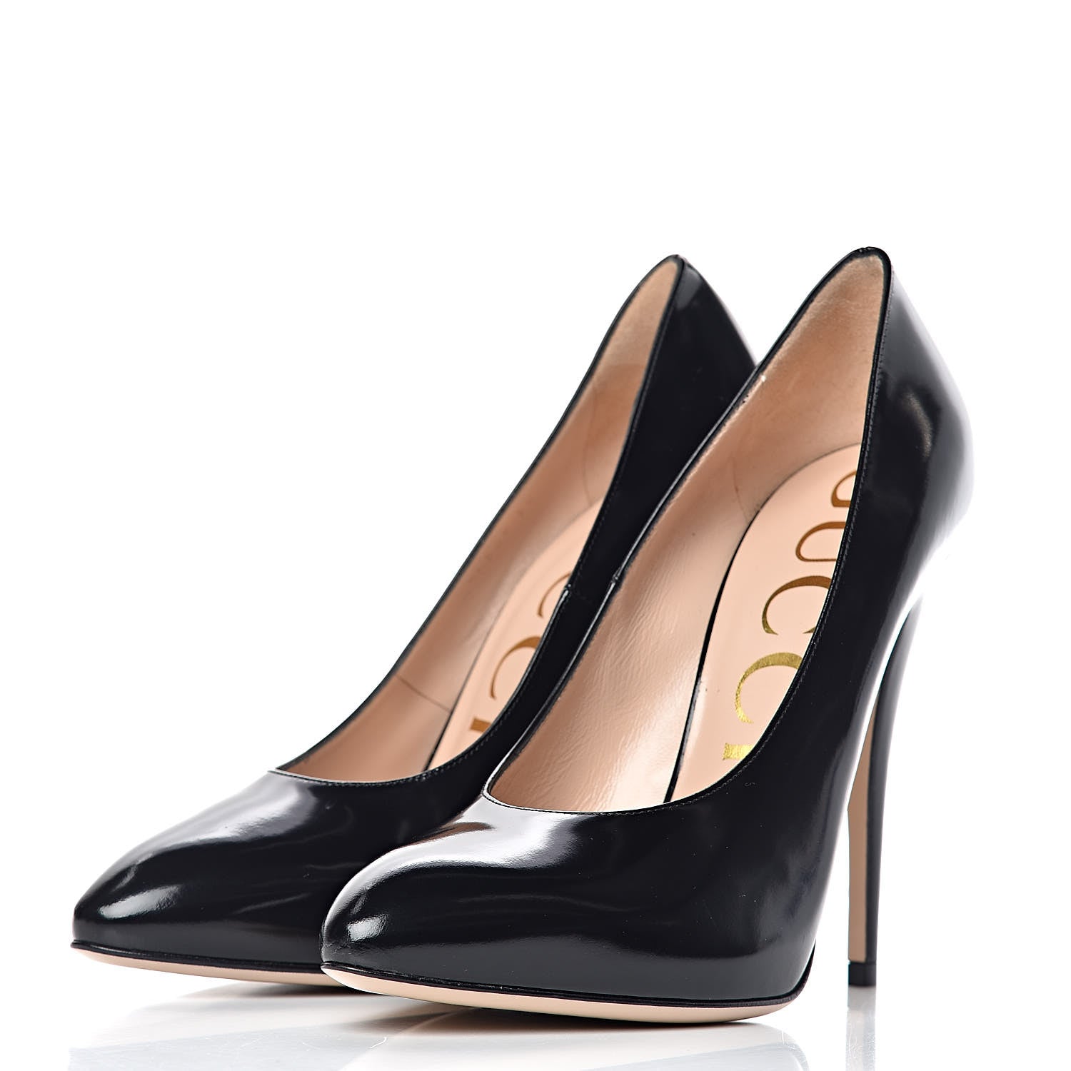 Gucci Polished Calfskin Removable Pearly Bow Elaisa Platform High Heel Pumps 38 Black 5 of 15
