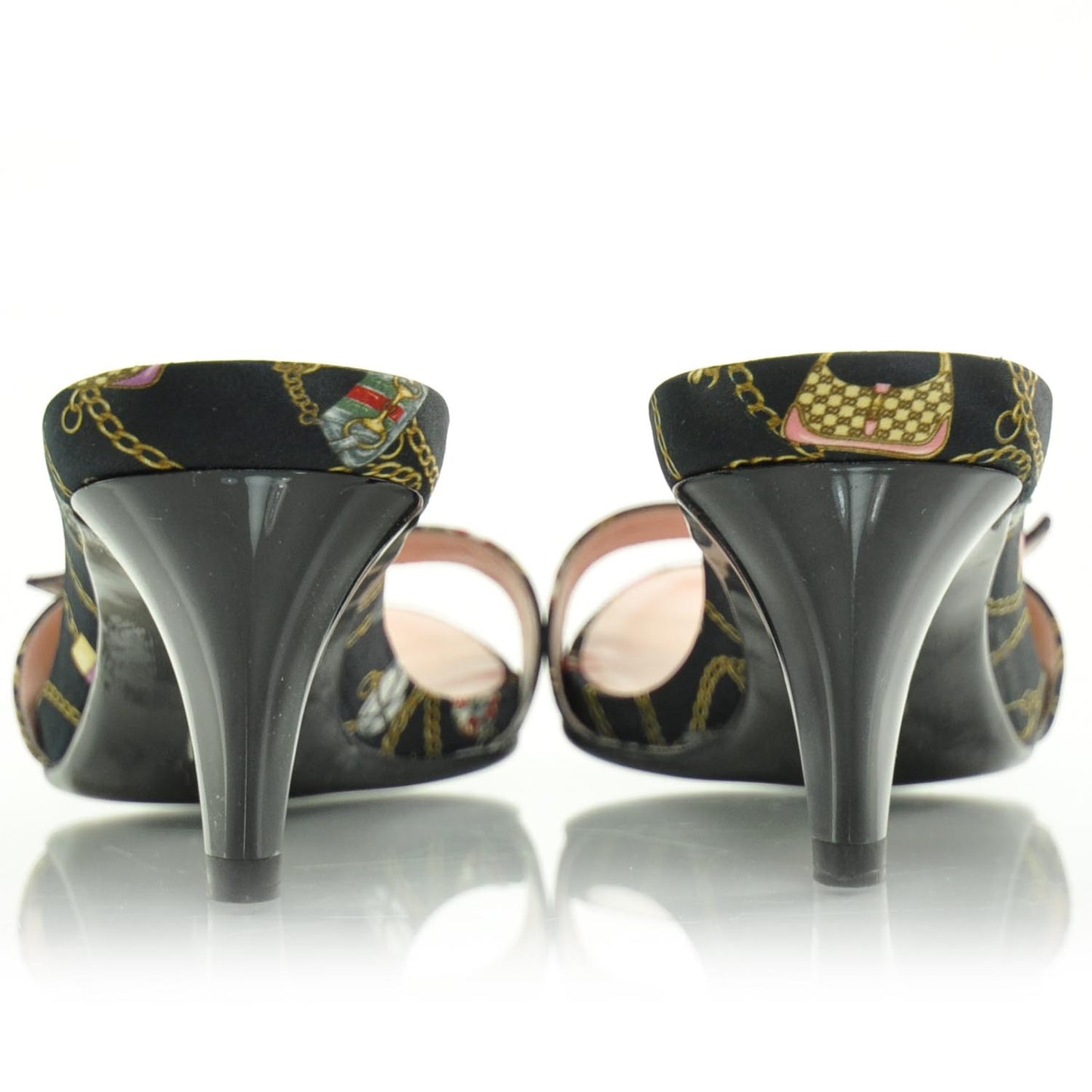 Satin Charmy Charm Print Heels 8.5