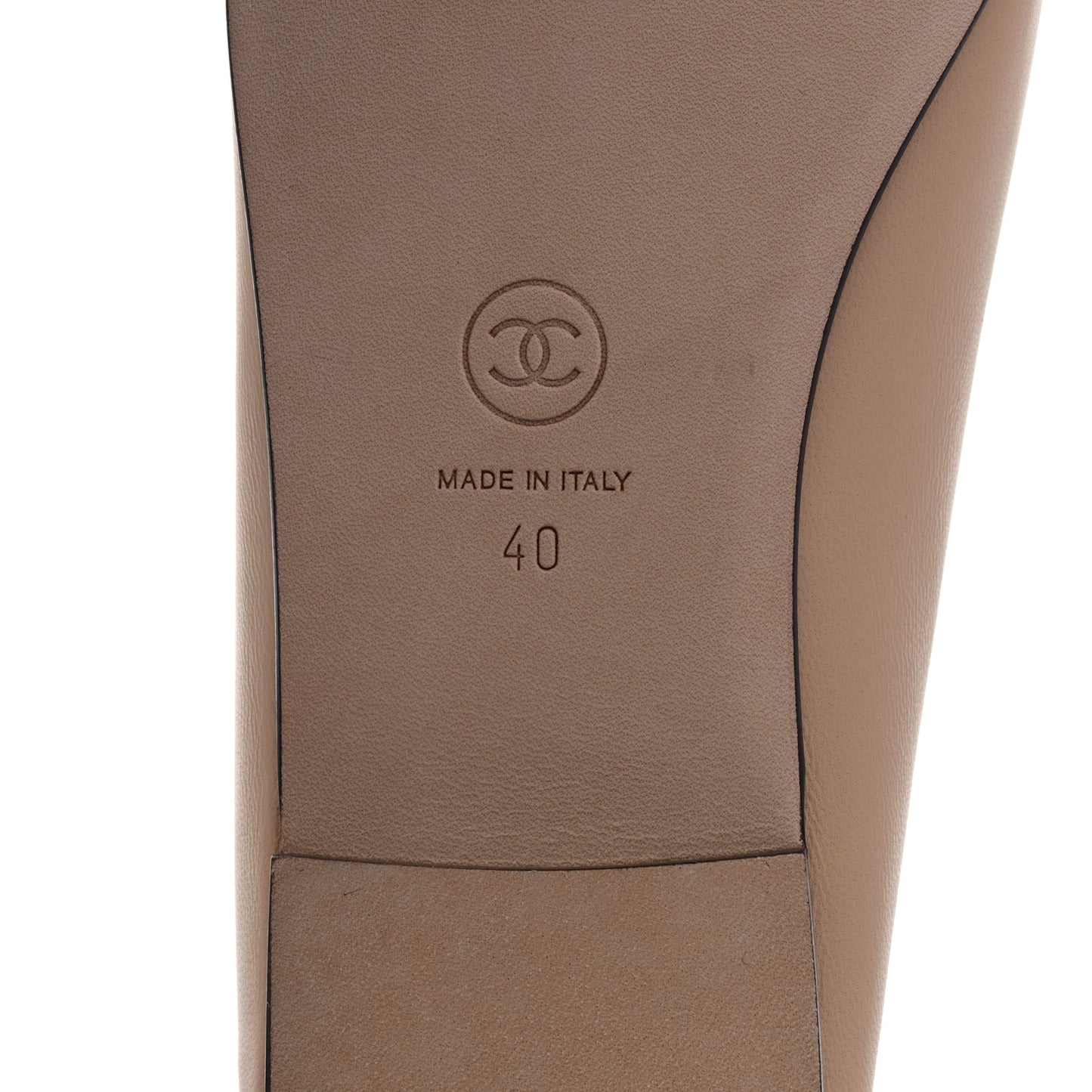 Lambskin Cap Toe CC Ballerina Flats 40 Beige Black