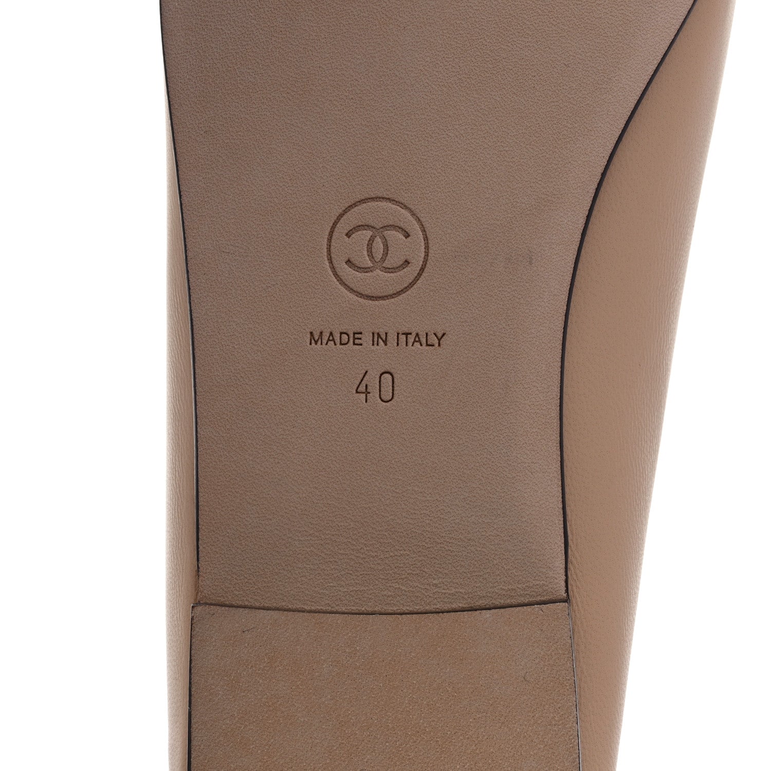 Chanel Lambskin Cap Toe CC Ballerina Flats 40 Beige Black 8 of 9