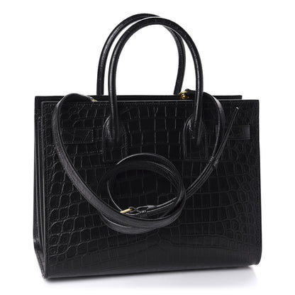 Saint Laurent Calfskin Crocodile Embossed Baby Sac De Jour Black 4 of 11