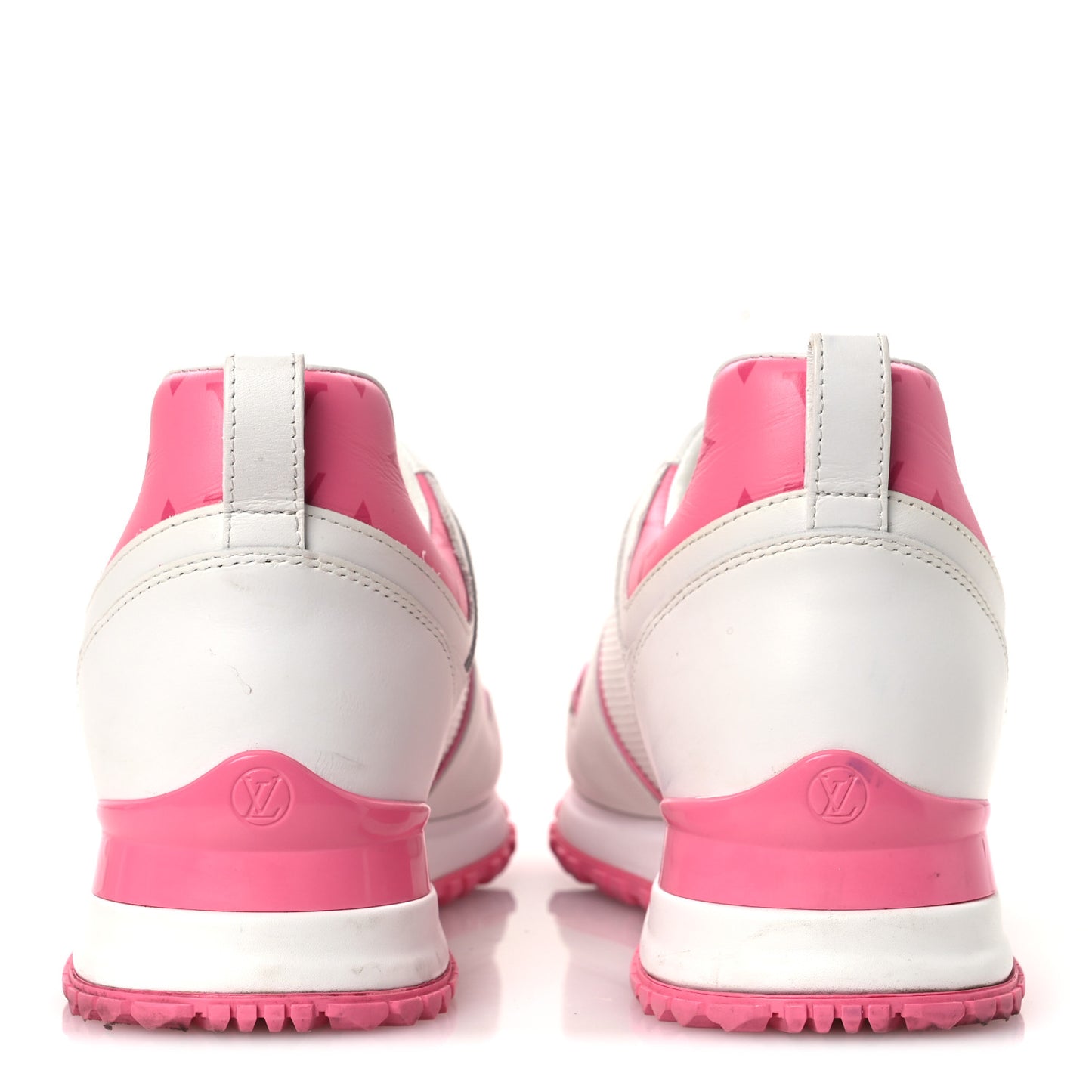 Calfskin Monogram Run Away Sneakers 38.5 White Pink