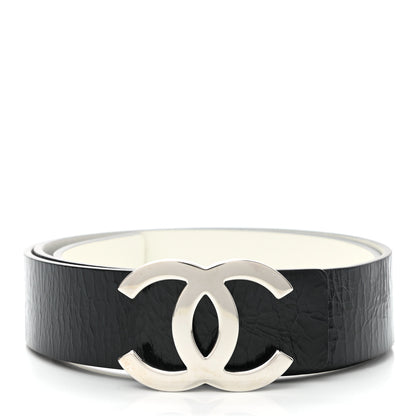 Chanel Patent Calfskin CC Reversible Belt 95 Black White 2 of 10