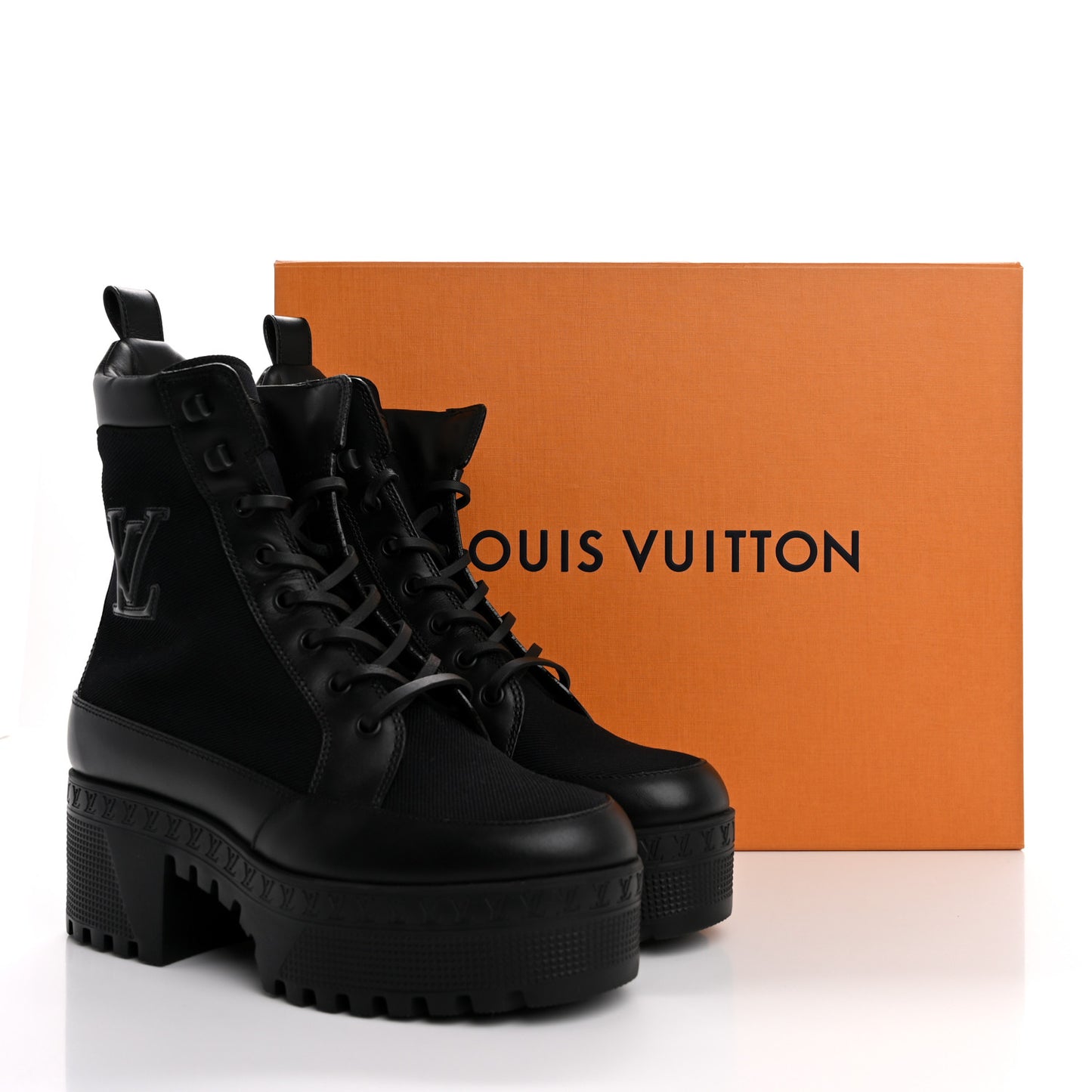 Canvas Monogram Laureate Platform Desert Boots 36 Black
