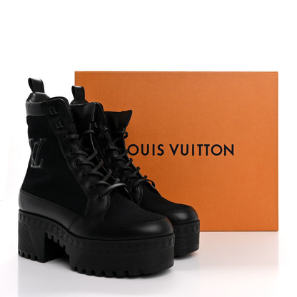 Louis Vuitton Canvas Monogram Laureate Platform Desert Boots 36 Black 10 of 10