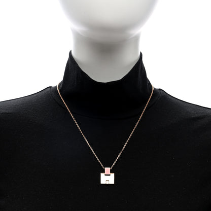 Hermes Gold Plated Lacquered Eileen Pendant Necklace Rouge Corail 2 of 6