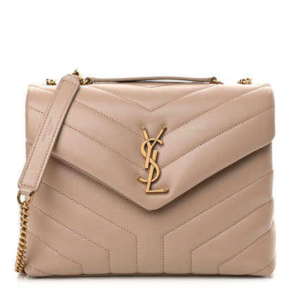 Saint Laurent Calfskin Y Quilted Monogram Small Loulou Chain Satchel Dark Beige 1 of 11