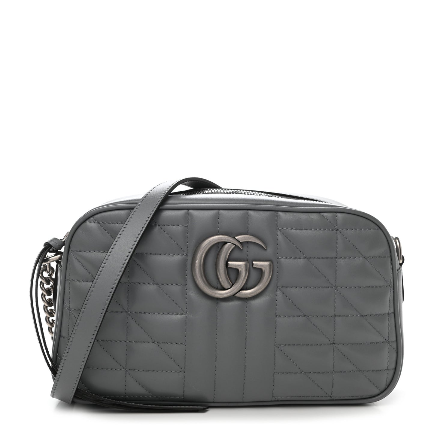 Calfskin Matelasse Aria Small GG Marmont Chain Shoulder Bag Deep Grey