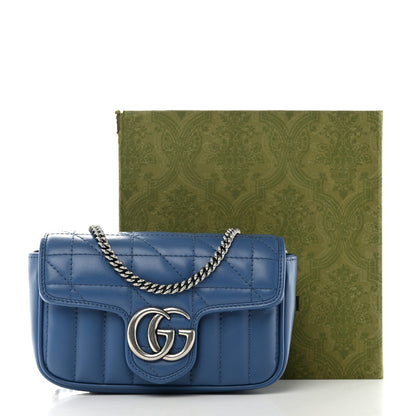 Gucci Calfskin Matelasse Aria Super Mini GG Marmont Shoulder Bag Clear Blue 11 of 11