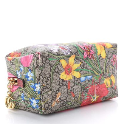 Gucci Soft GG Supreme Monogram Flora Calfskin Medium Ophidia Cosmetic Case Beige Ebony Multicolor Rosso 4 of 11