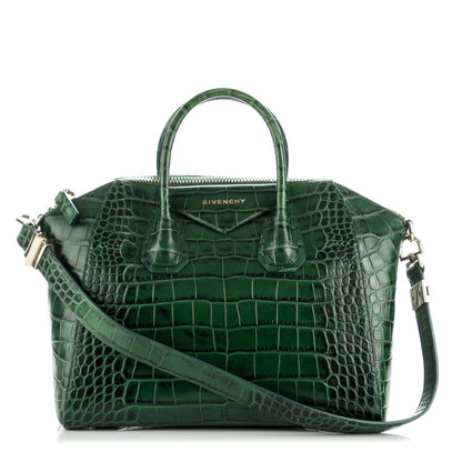 Givenchy Calfskin Crocodile Embossed Medium Antigona Emerald 1 of 7