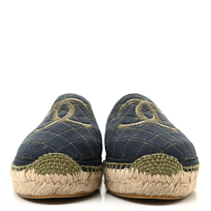 Chanel Fabric Biarritz CC Espadrilles 39 Blue Green 2 of 13