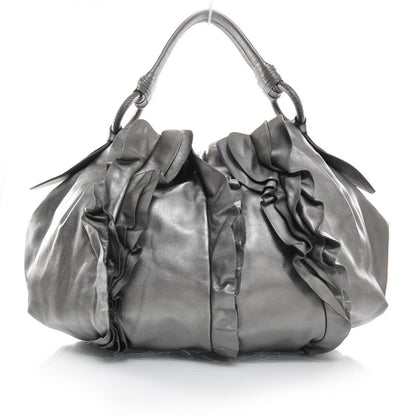 Prada Nappa Ruffle Hobo Silver 1 of 9