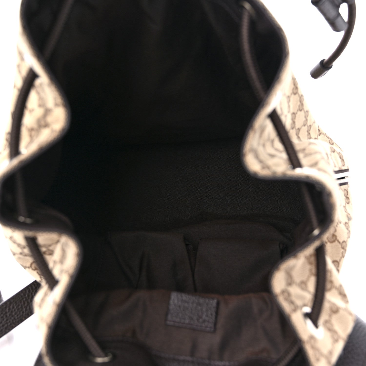 Gucci Monogram Dollar Calfskin O Drawstring Backpack Beige Ebony Testa di Moro Dark Chocolate 5 of 9