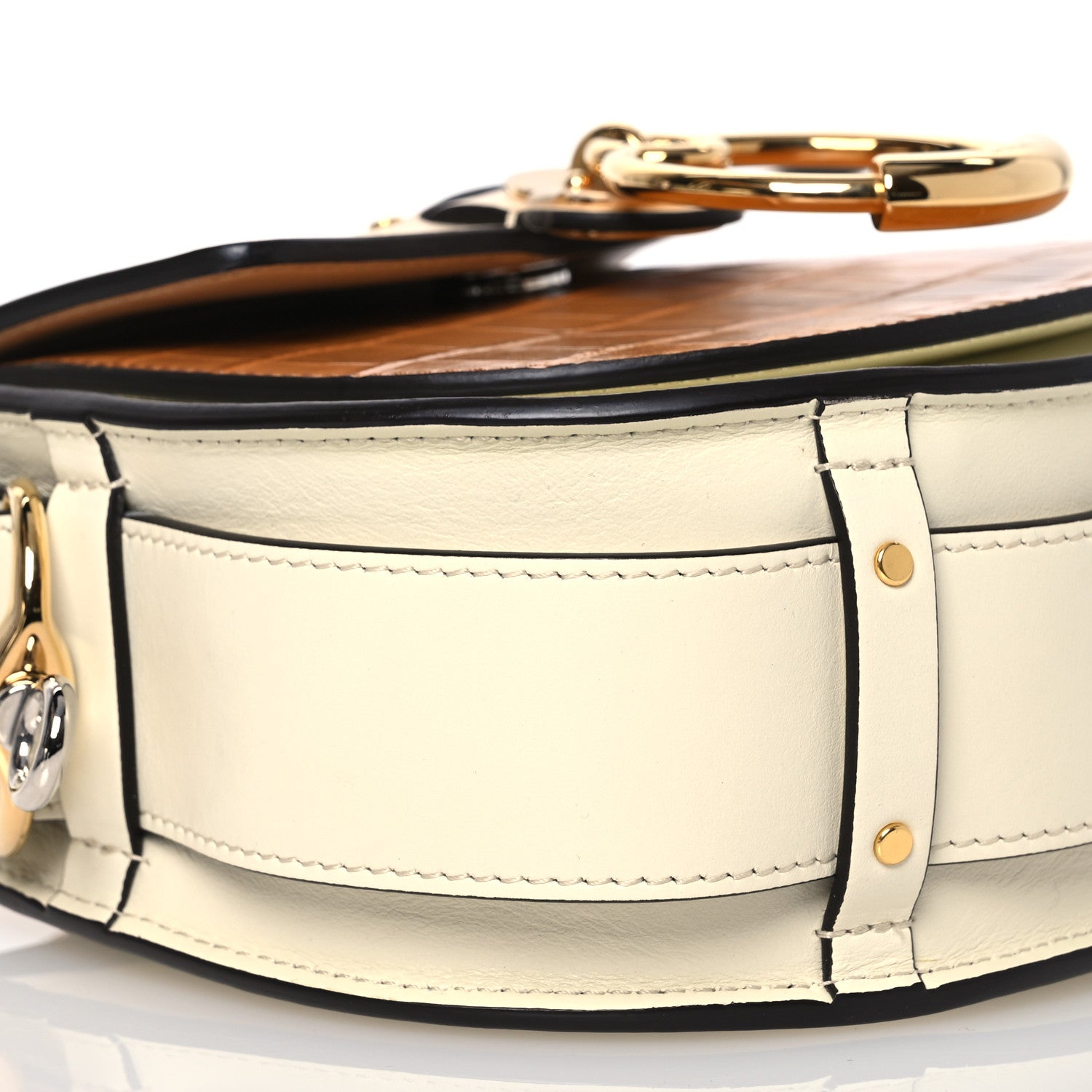 Chloe Calfskin Crocodile Embossed Small Tess Bag White Beige 9 of 14