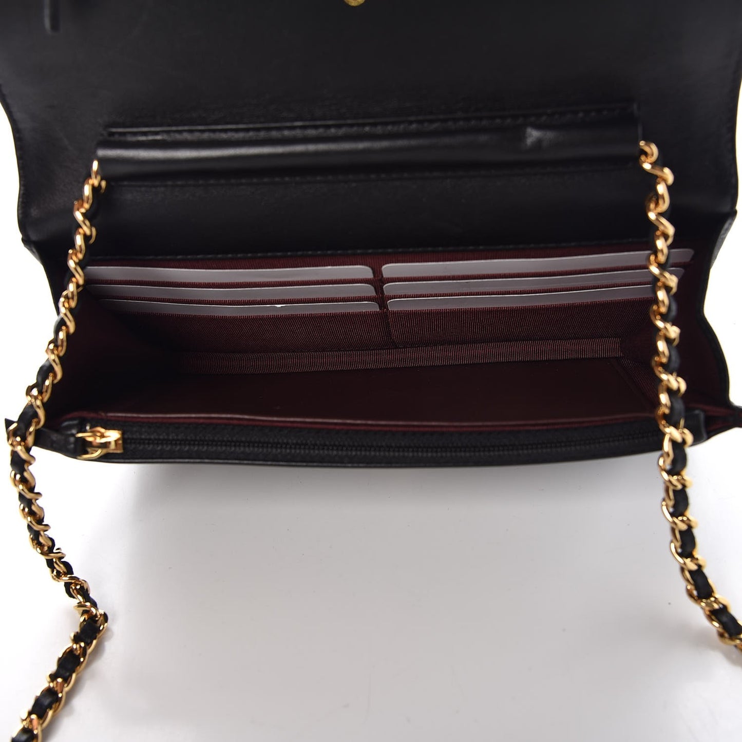 Lambskin Quilted Wallet On Chain WOC Black