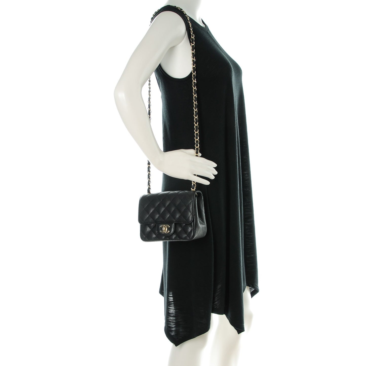 Caviar Quilted Mini Square Flap Black