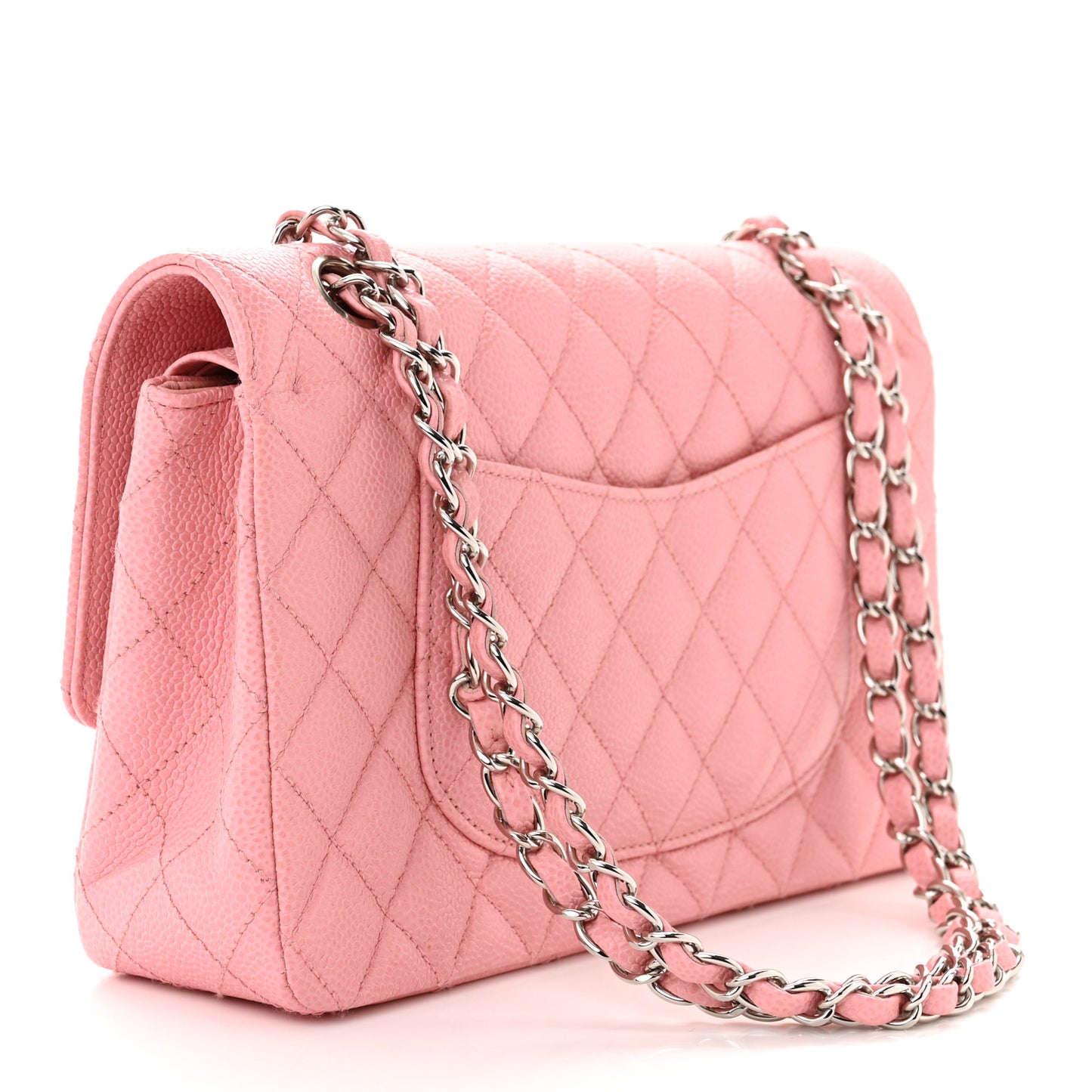 Caviar Quilted Medium Double Flap Pink