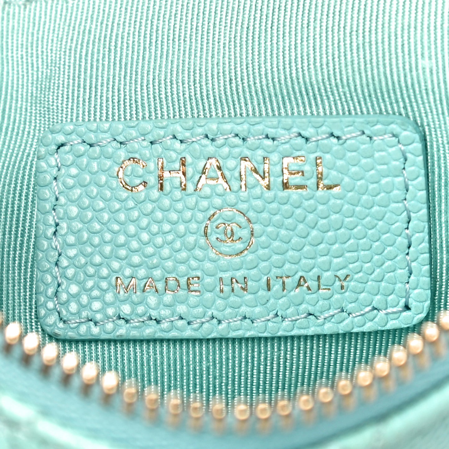 Caviar Quilted Small Cosmetic Case Light Blue