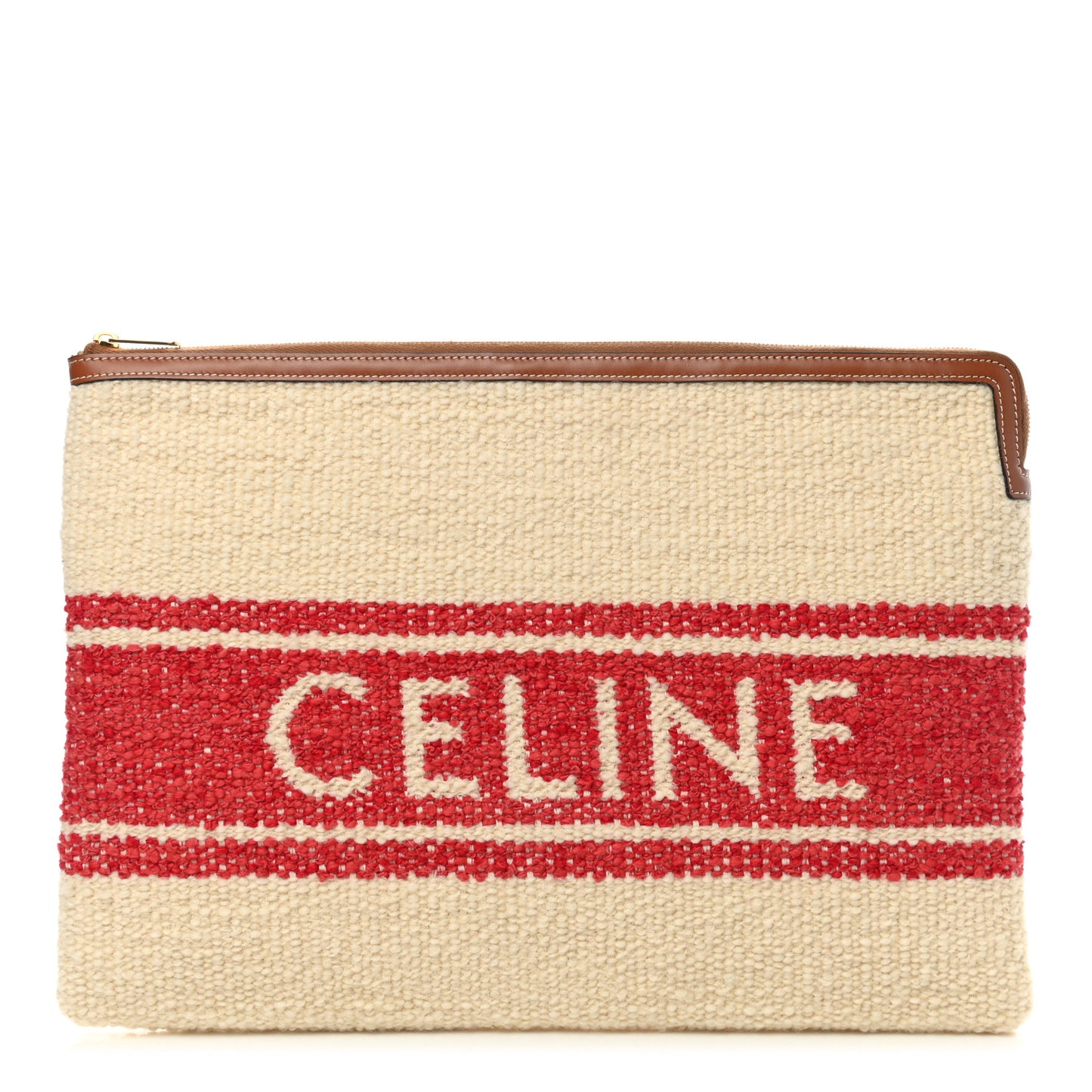 Calfskin Large Plein Soleil Pouch White Red