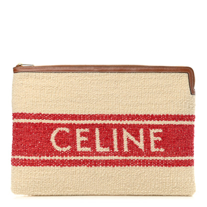 Celine Calfskin Large Plein Soleil Pouch White Red 1 of 7