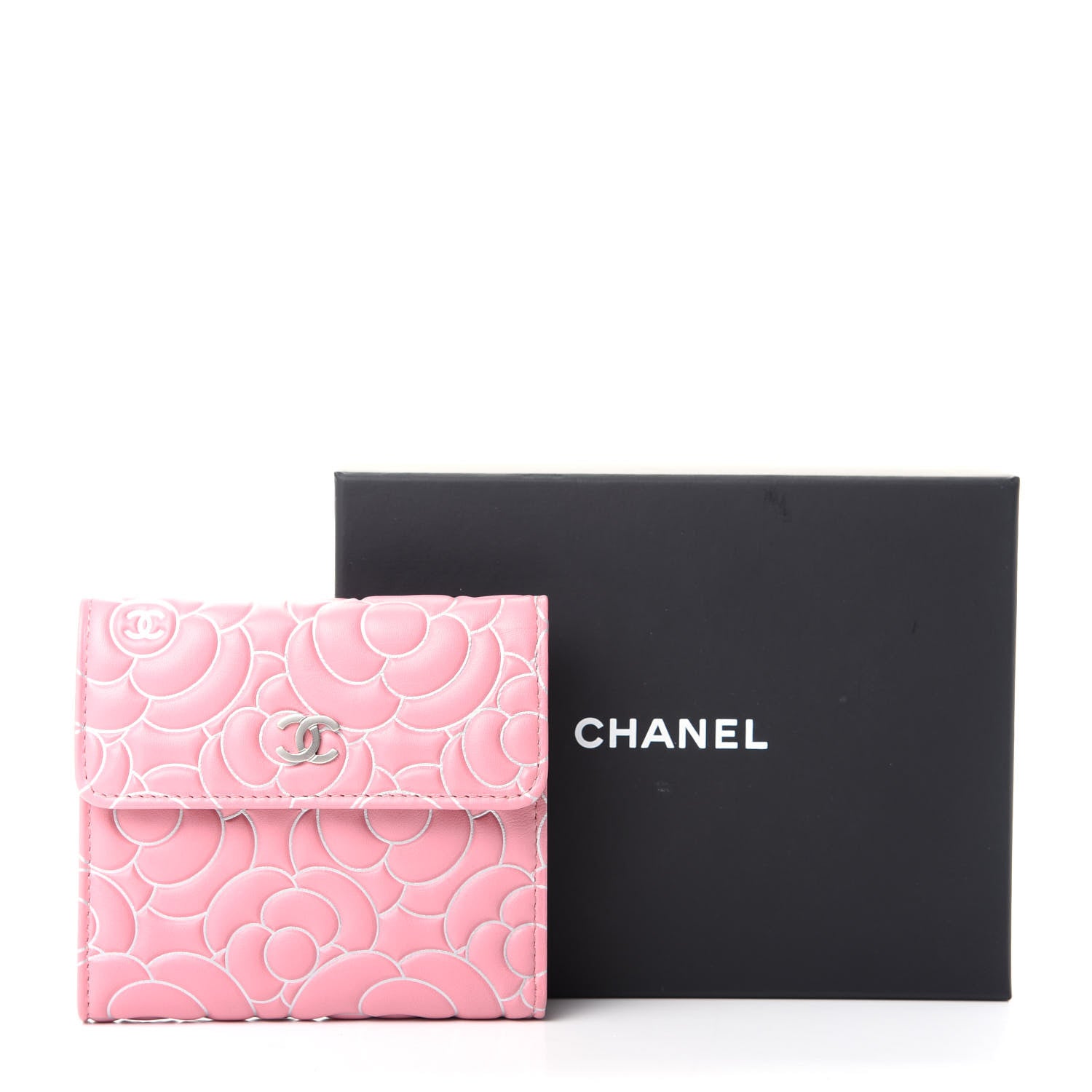 Chanel Lambskin Camellia Embossed French Wallet Pink 8 of 8