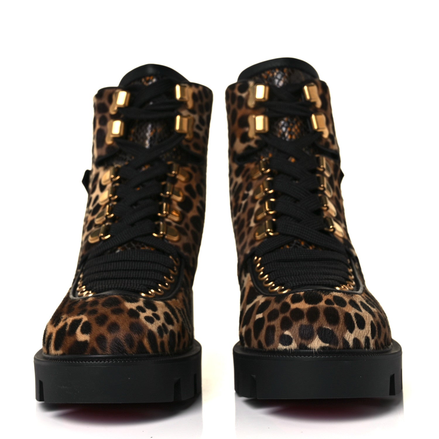 Christian Louboutin Pony Hair Calfskin Macademia Biker Boots 37.5 Black 2 of 8