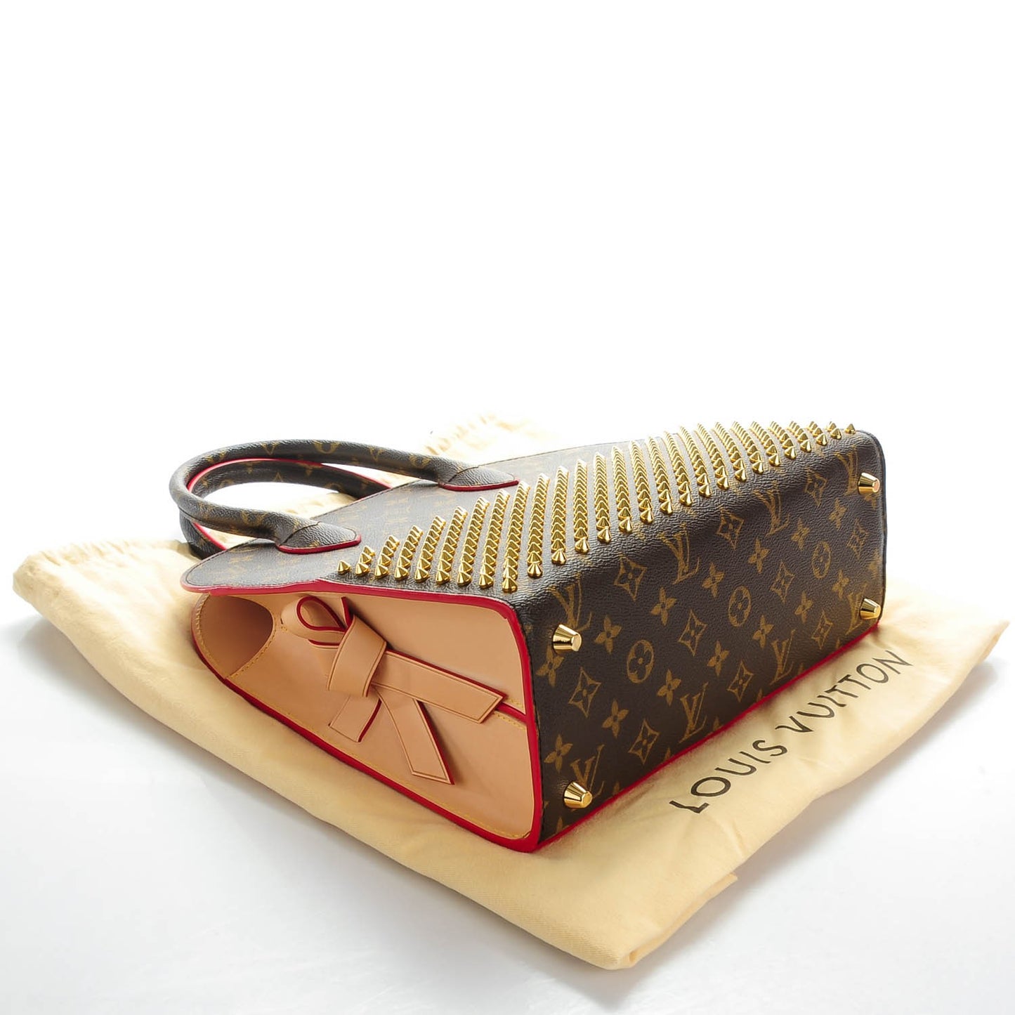 Monogram Calf Hair Spikes Iconoclasts Christian Louboutin Tote Red