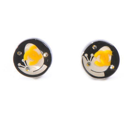 Chanel Crystal Resin Butterfly CC Earrings Yellow 1 of 4