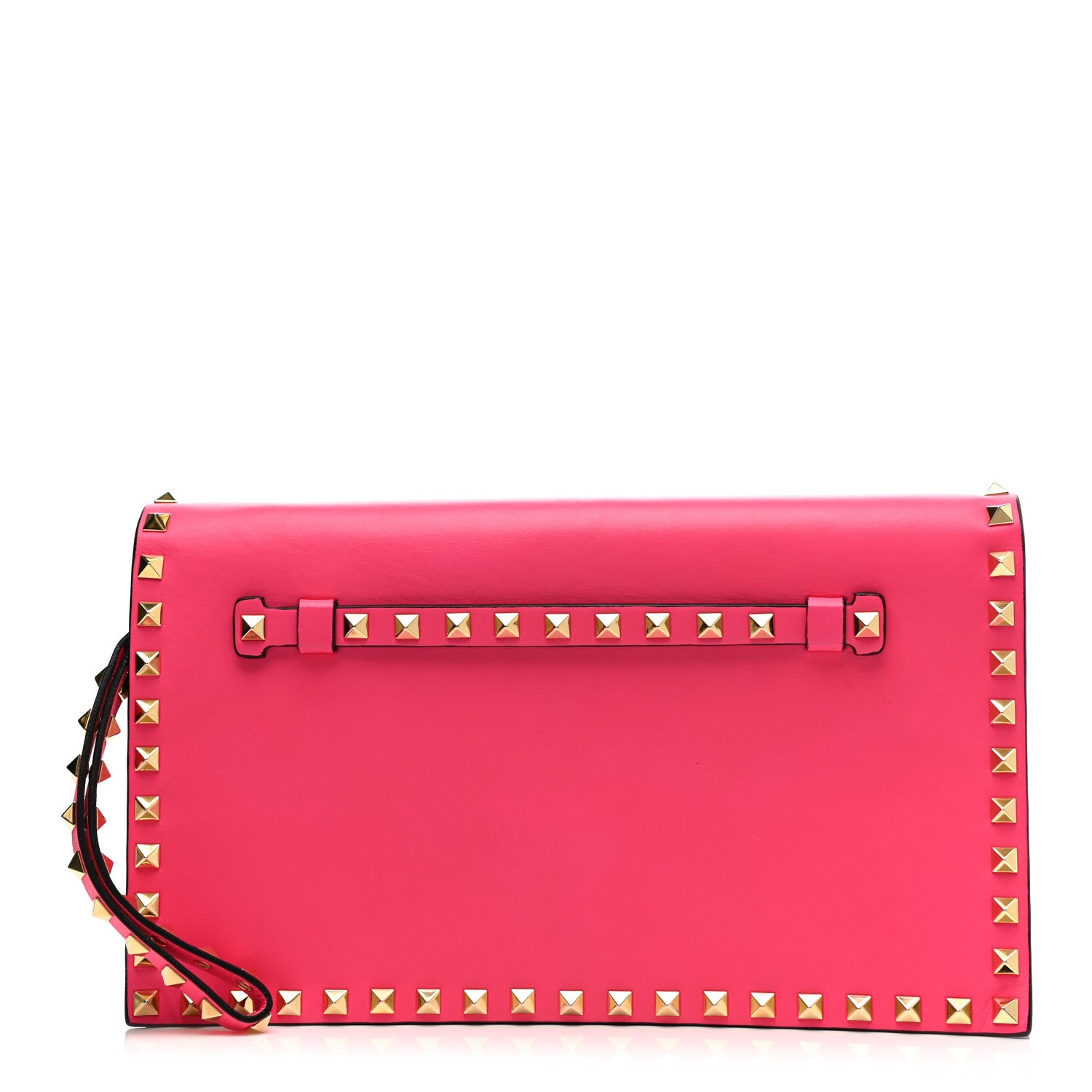 Valentino Garavani Nappa Rockstud Wristlet Clutch Fuxia Fluo 1 of 6